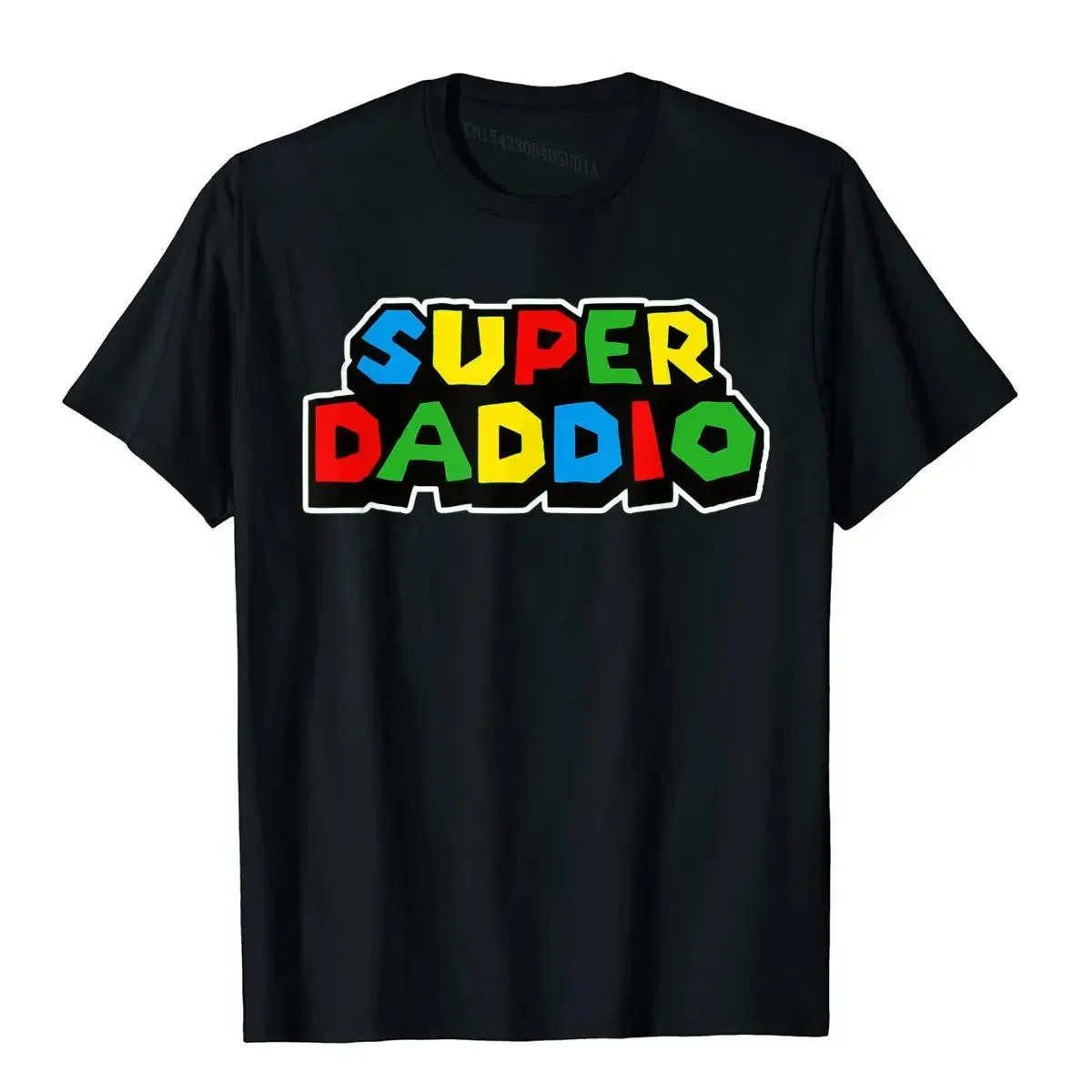 Mens Super Daddio T-Shirt Funny Saying Gamer Video Game Geek Dad T-Shirt Custom Top T-Shirts Prevalent Male T Shirt Classic