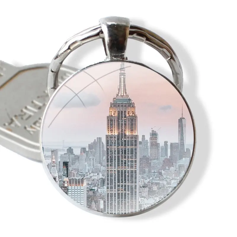 New York City Keychain Handmade Glass Cabochon Key Ring Holder Pendant Key Chains