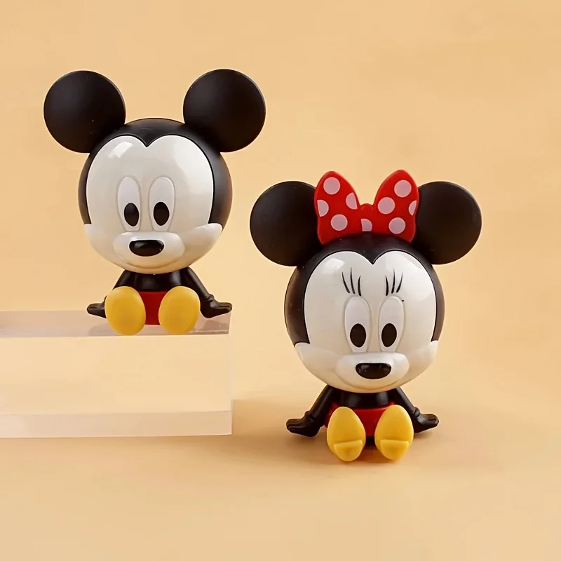 2pcs Disney Mickey and Minnie plastic figurines, desktop ornaments, birthday party dessert cake decoration accessories view 2