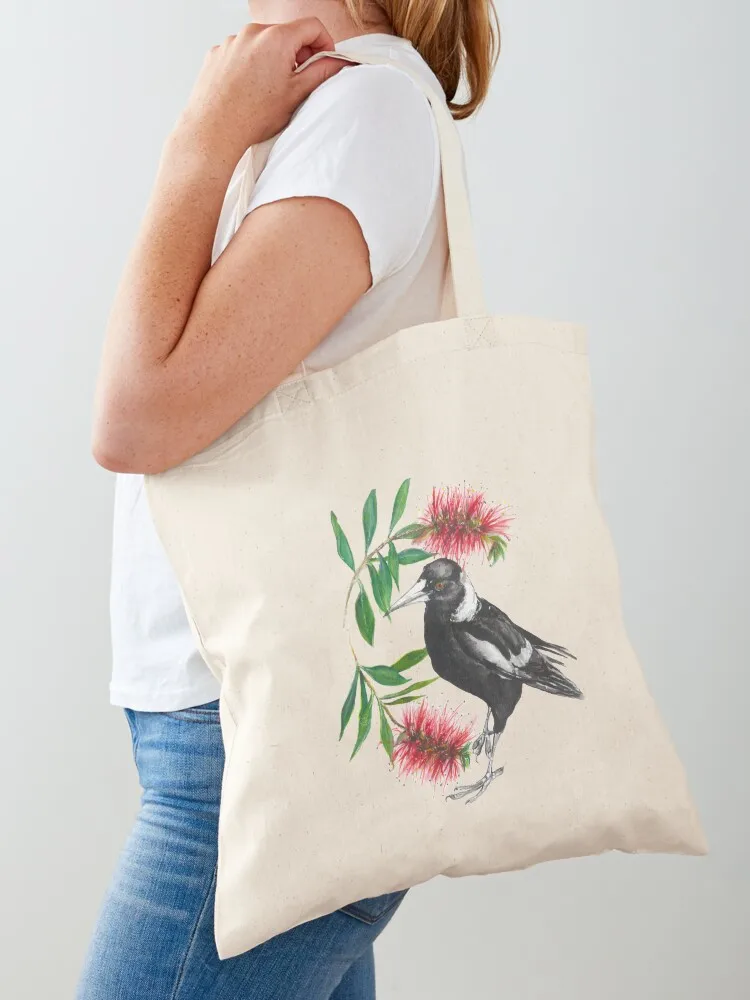 Australian Magpie and Callistemon Tote Bag Big bag bags for women Canvas Tote Bag