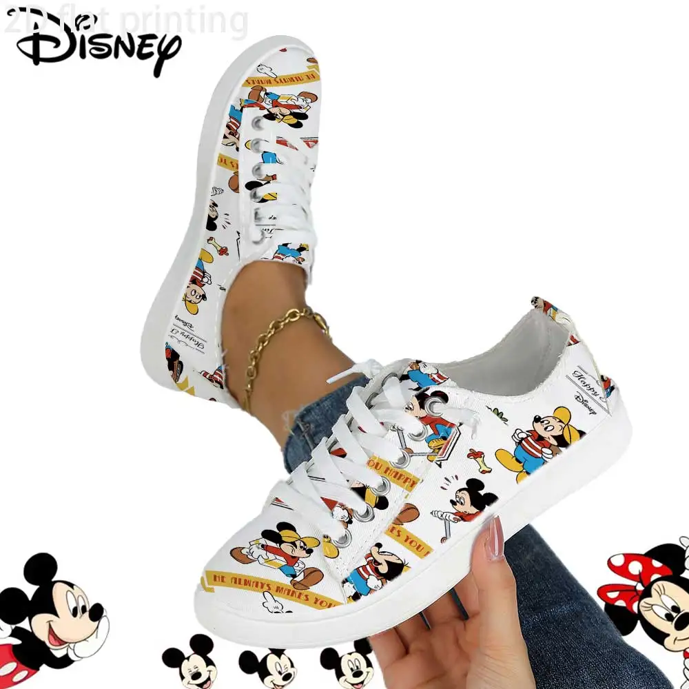 

Кеды из канваса с ретро-принтом Микки Мауса от Disney – повседневные низкие кеды на шнуровке для женщин