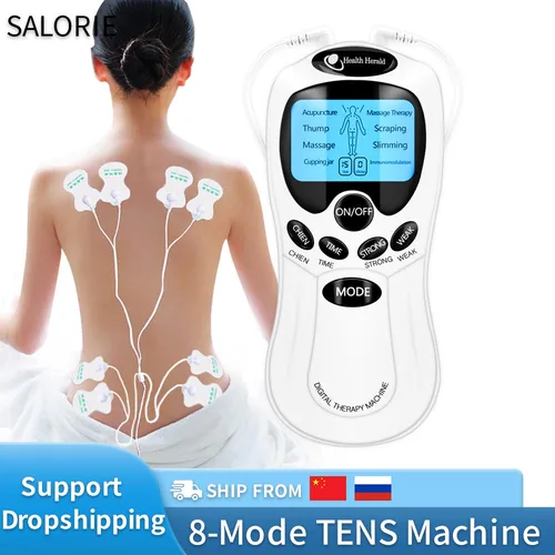 Estimulador muscular eléctrico Tens de 8 modos, masajeador facial y corporal con acupuntura Ems, terapia Digital, herramienta de masaje Herald, electroestimulador