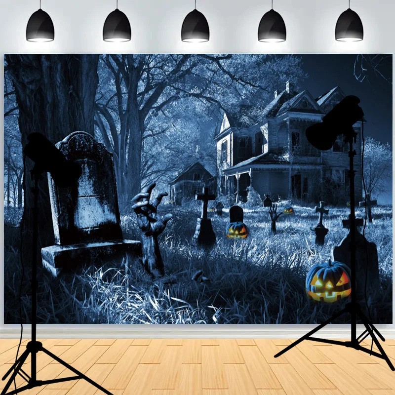 Halloween Day Shadows Photography Background Jack-o-lanterns Ghosts Wander And Spooky Tales Awaken Studio Backdrops BH-20