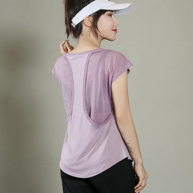Kobiety topy Fitness trening treningowy ćwiczenia gimnastyczne t-shirty damskie sportowa koszulka kulturystyka joga Running koszulki z krótkim rękawem 07 — zdjęcie 6