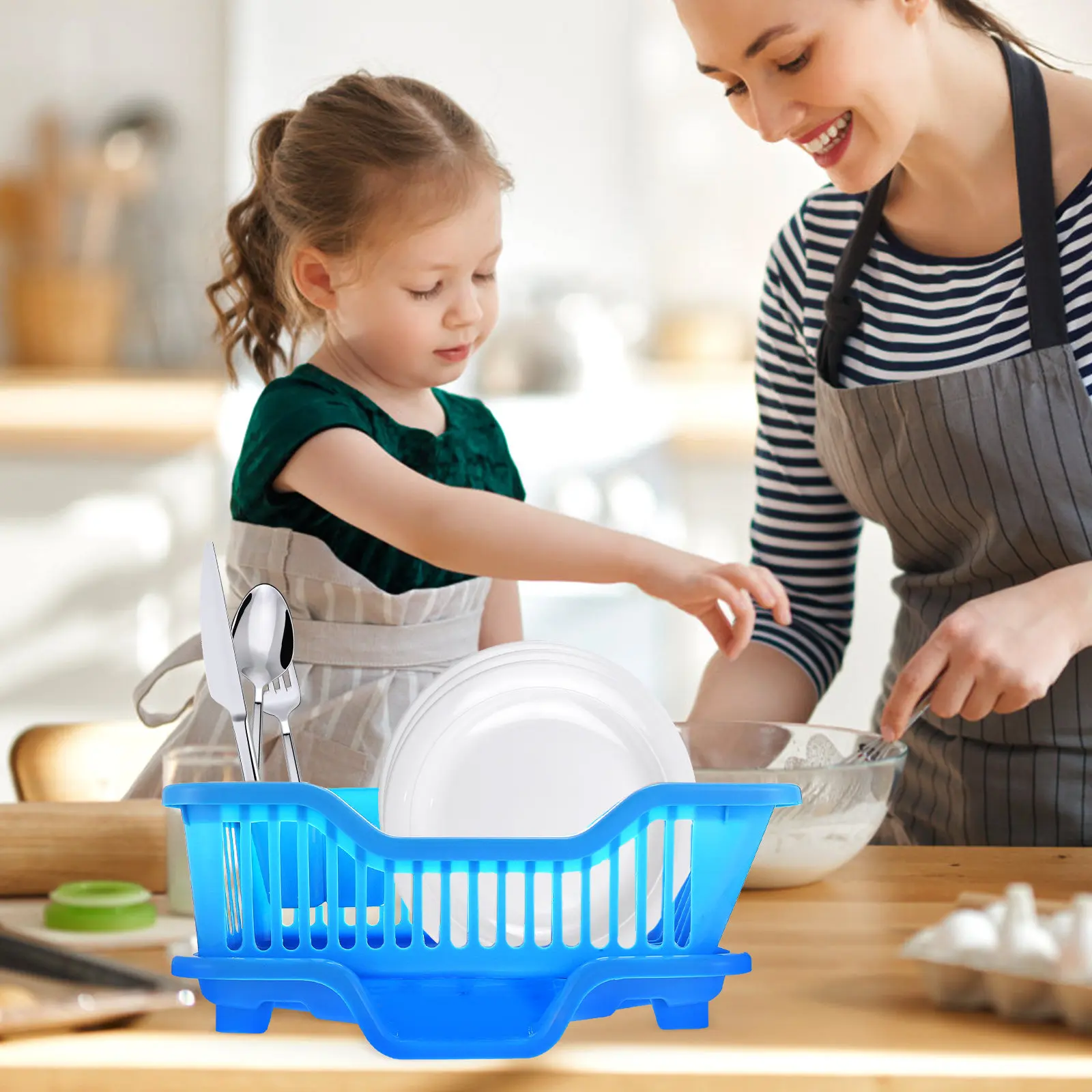 

1Set Household Dish Draining Rack ABS Plastic Kitchen Storage Shelf Large Capacity Dish Plate Bowl Basket for Home Hotel