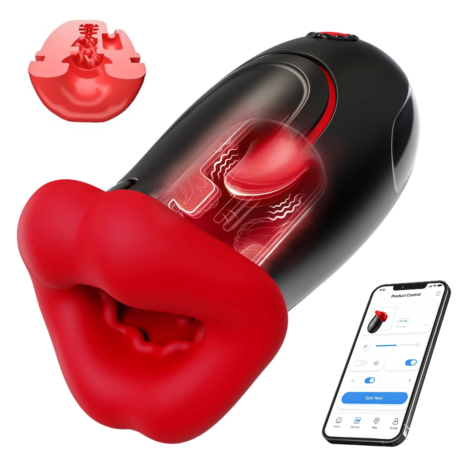 Alat Masturbasi Pria Deep Throat Oral Seks Vibrator Pompa Penis 360 °   Mainan Seks Getar 9 Frekuensi dengan Kontrol Aplikasi untuk Pria