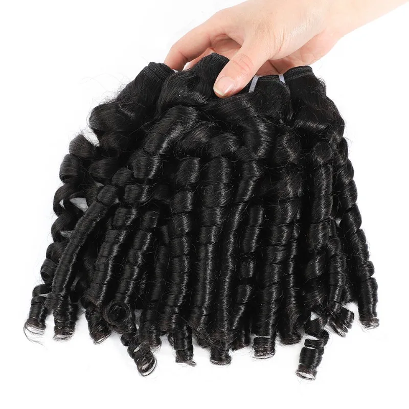 

Высококачественные Funmi Bouncy Curly WaveBundle/1 шт., плетение человеческих волос с двойным утком, наращивание волос, бразильский девственный Реми, натуральный цвет