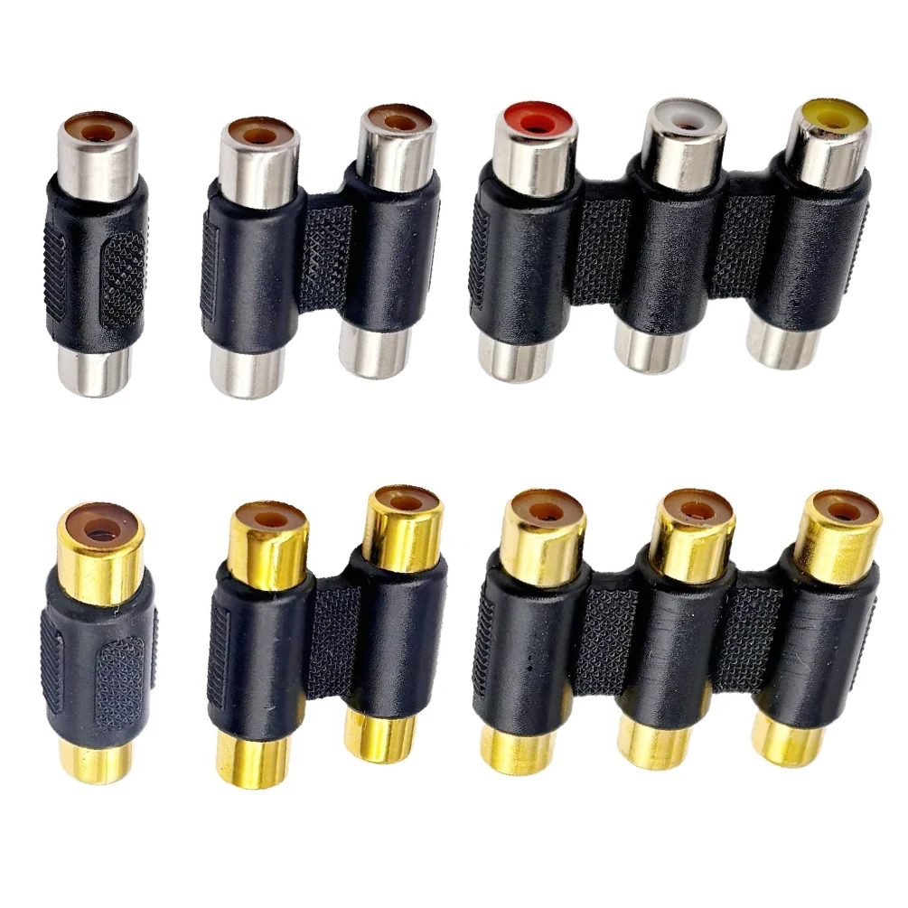RCA Female to Female Jack Adapter 2/3 Way AV Connector Cable Extension for Video Audio CCTV Home Theater Stereo NTSC Compatible