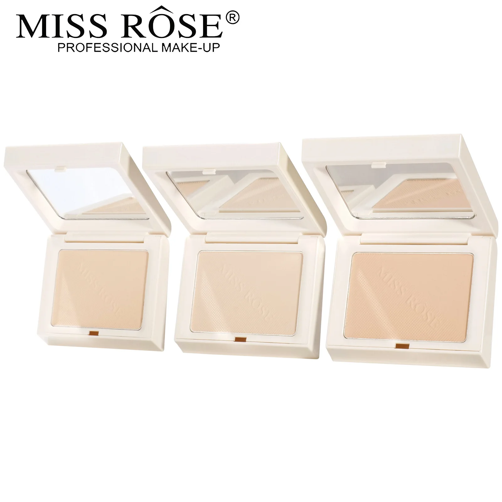 MISS ROSE Square Setting Powder, Natural Long Lasting Makeup, Concealer Lightweight Oil Control Matte Face Cosmetic Compact