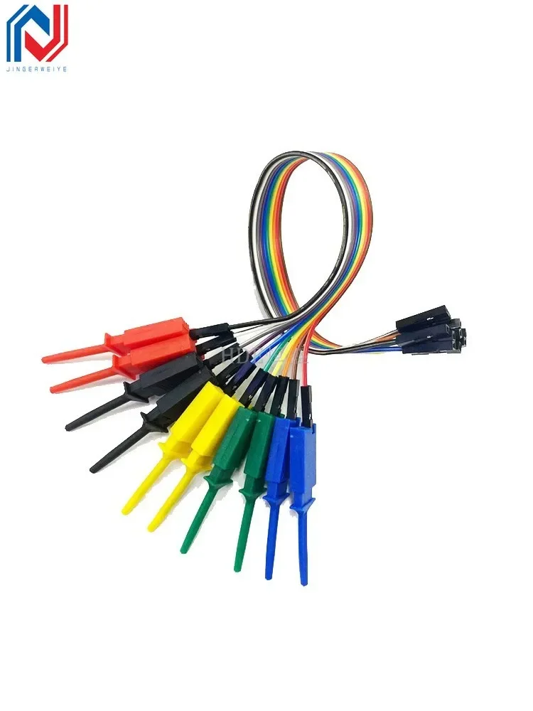 20/30CM Test Hook Clip Logic Analyzer Cable Gripper Probe Jumper Wire Clamp Kit Yellow/Red/Black/Green/White/Blue