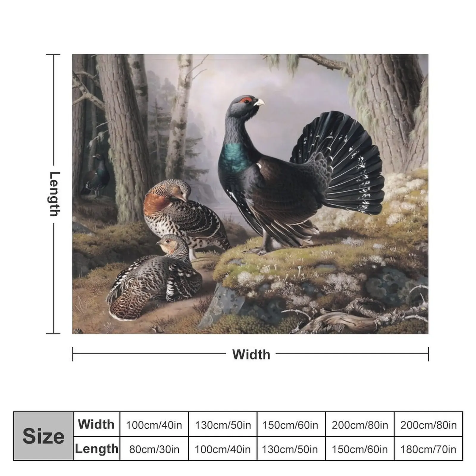 Capercaillie courting by Ferdinand von Wright Throw Blanket Thermal Sofa Quilt Blankets