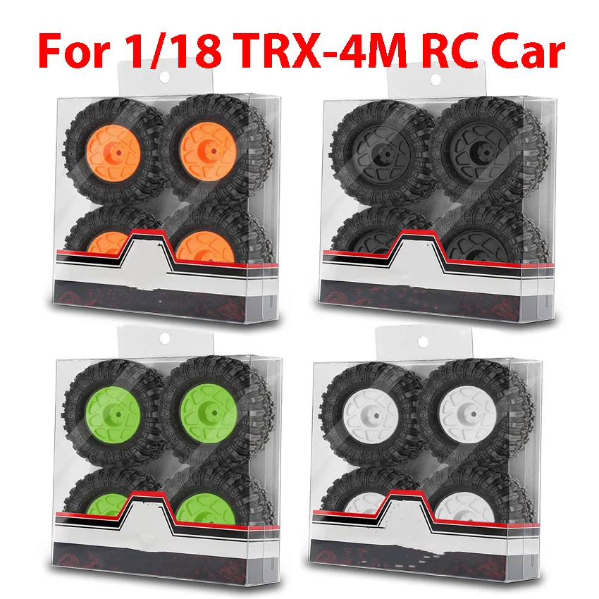 

For 1/18 TRX-4M RC Car Multi-Color Tire Set with Plastic Wheel Hub 57mm Rubber Tires RC Model Car Accessories