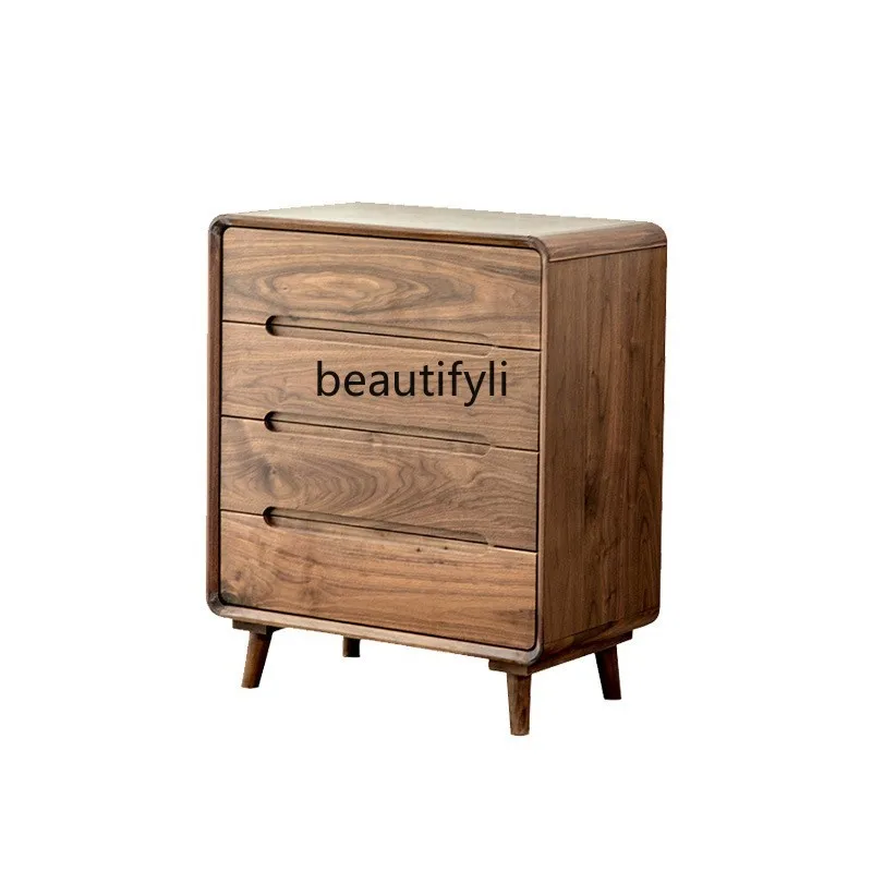 

Nordic Black Walnut Wooden Chests of Drawers Solid Wood Entry Lux Locker Living Room Multi-Drawer Storage Rack furniture