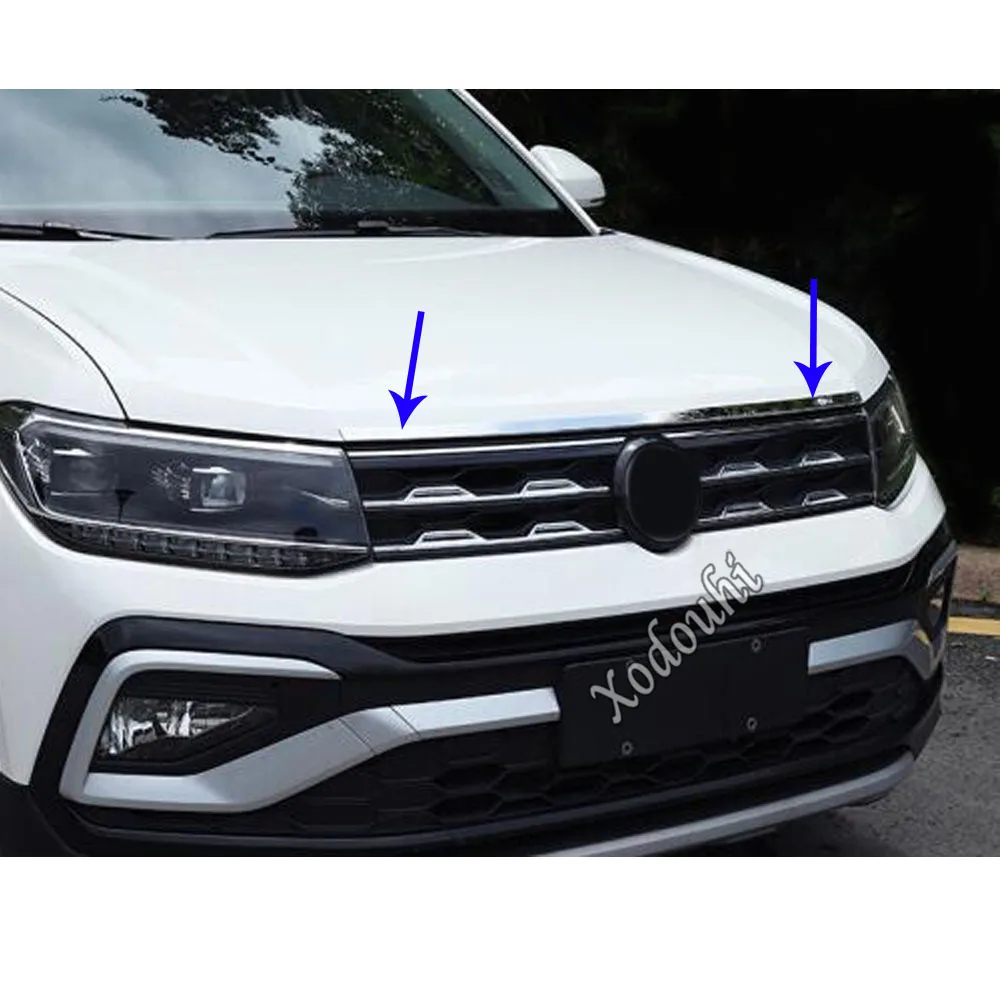 Stainless Steel Front Engine Machine Grille Upper Lid Trim Stick Frame For Volkswagen VW T-cross Tcross 2019 2020 2021 2022 2023