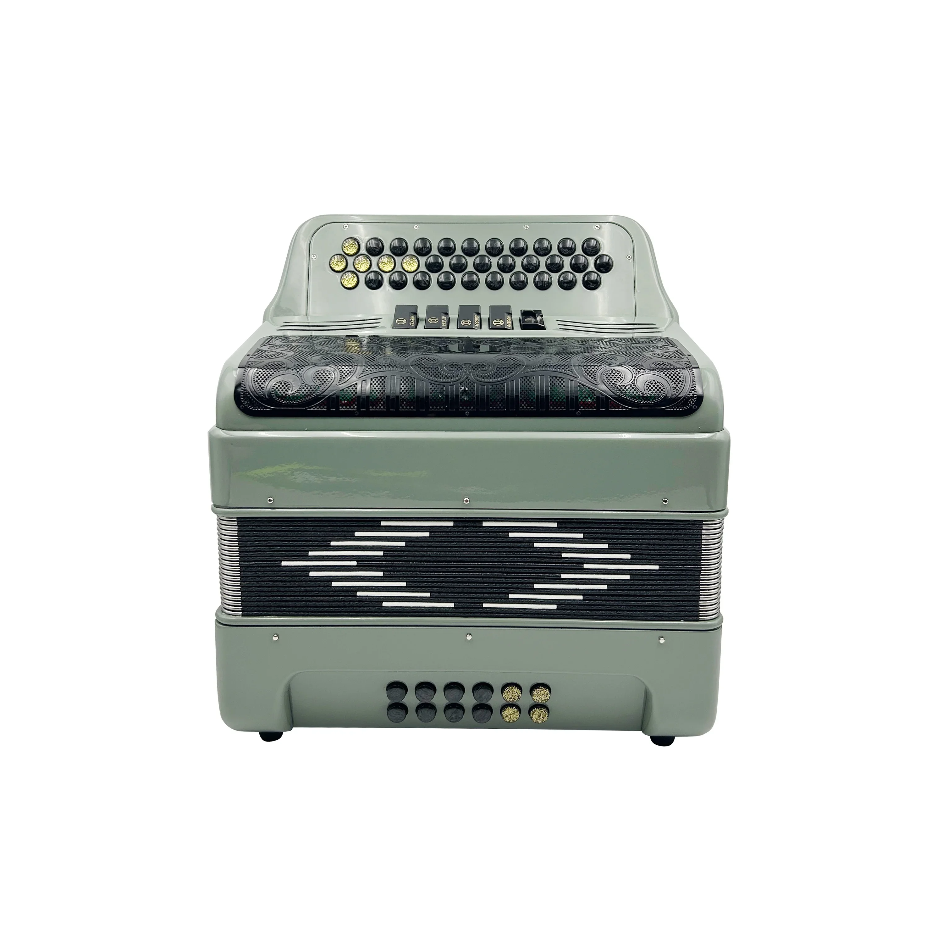 SEASOUND Professional 34-Button 12-Bass 5-Register Sky Grey Accordion with Black Grill JB3412D OEM Instrument