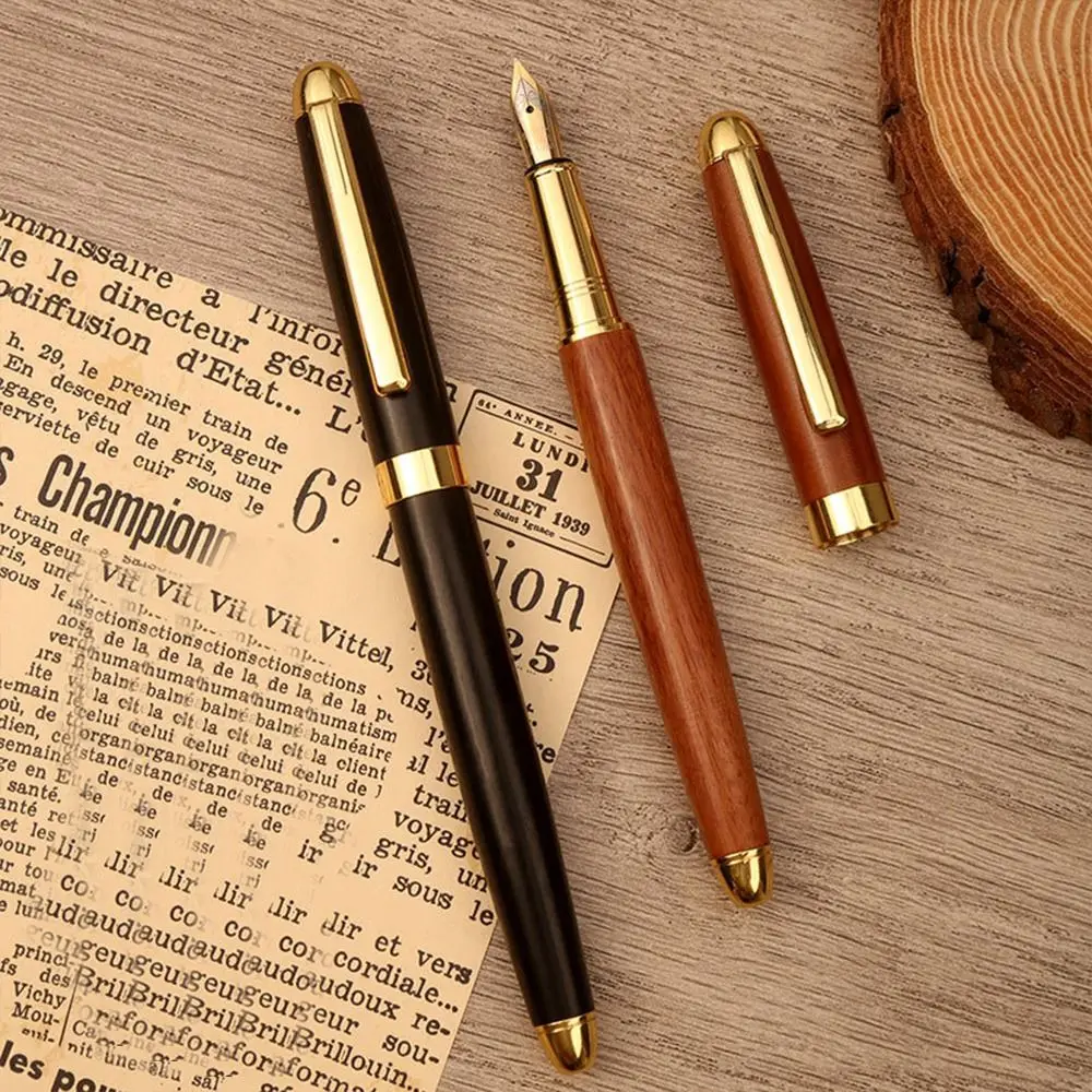 Pluma estilográfica de madera de alta gama, escritura suave, pluma estilográfica de caligrafía de lujo, exquisita pluma de firma de negocios de 0,5mm, escuela