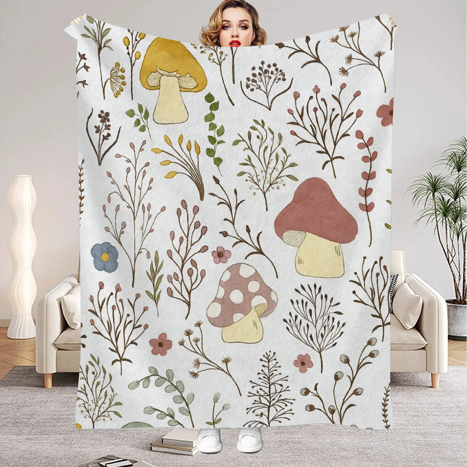 

Flannel Blanket 3D Printed Colorful Mushroom Blanket For Office Home Camping Nap Leisure Blankets Christmas Gifts For Home Decor