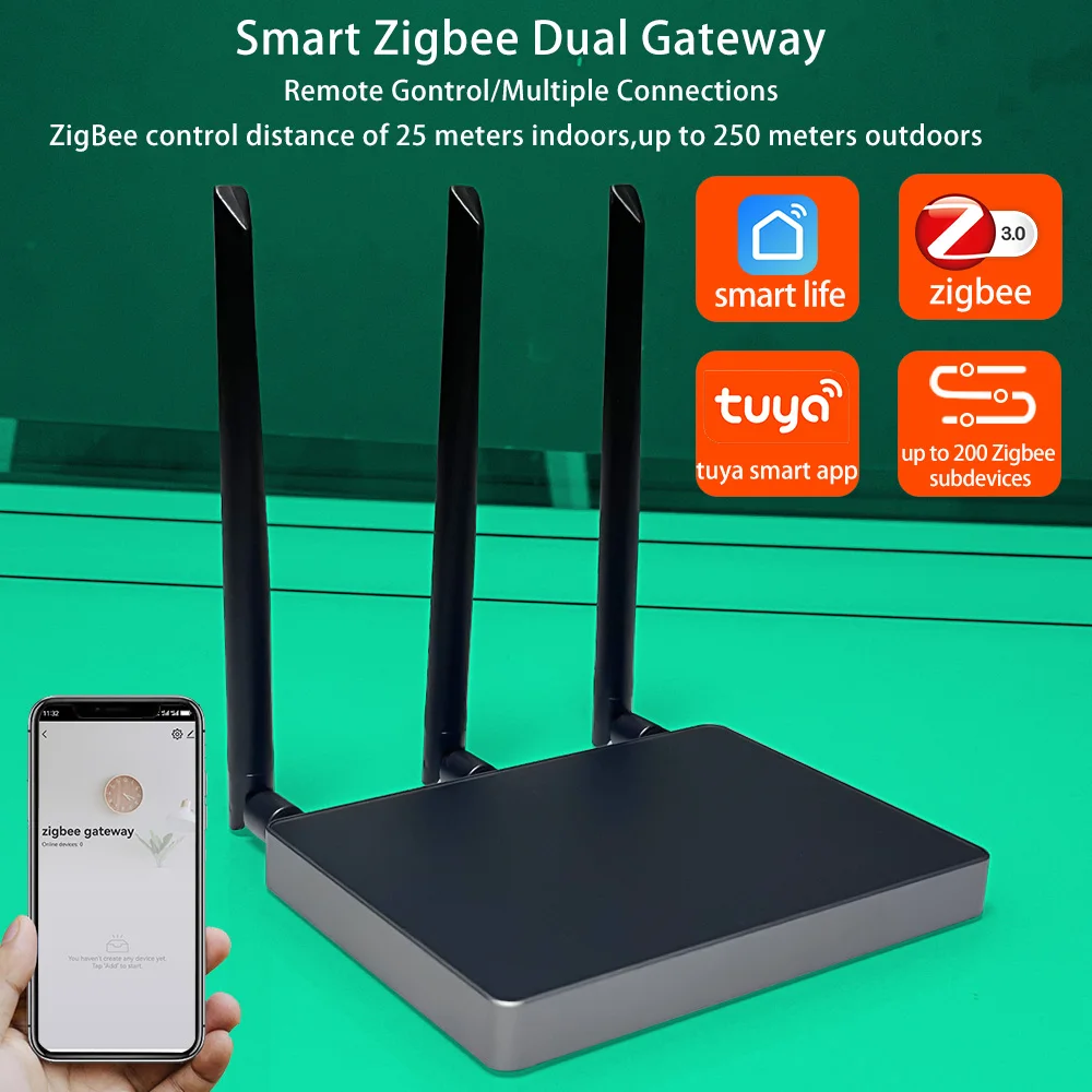 Tuya Zigbee 듀얼 게이트웨이 와이파이 리피터, 향상된 신호, 스마트 홈 허브, 원 키 교체 작업, 알렉사 빅 하우스 빌라 호텔