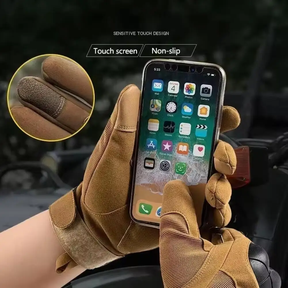 1 زوج قفازات اللمس تصميم اللياقة البدنية حماية الرياضة دراجة نارية الصيد قفازات المشي كاملة الأصابع