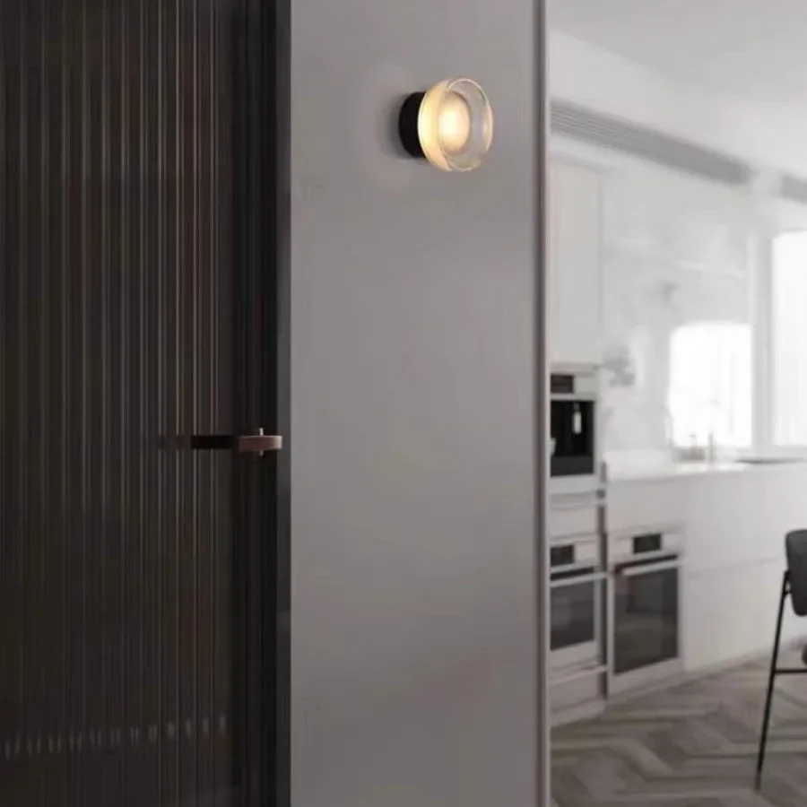 Nordic Modern Minimalist Corridor Aisle Bedside Round Wall Lamp Creative Hotel Bed and Breakfast Lamp