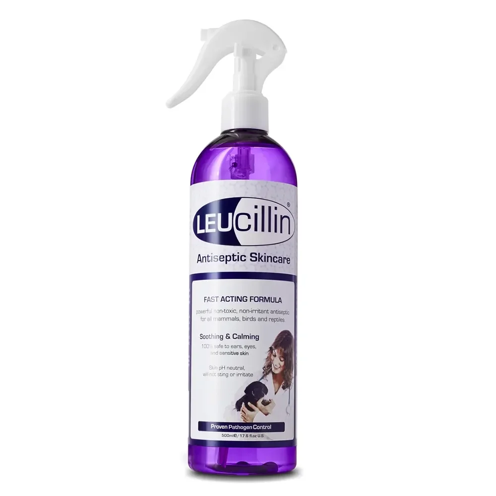 LEUcillin spray 500 ml Desinfectante tópico natural que promueve la cicatrización y prevención de infecciones para todo tipo de animales Chemical Ibérica