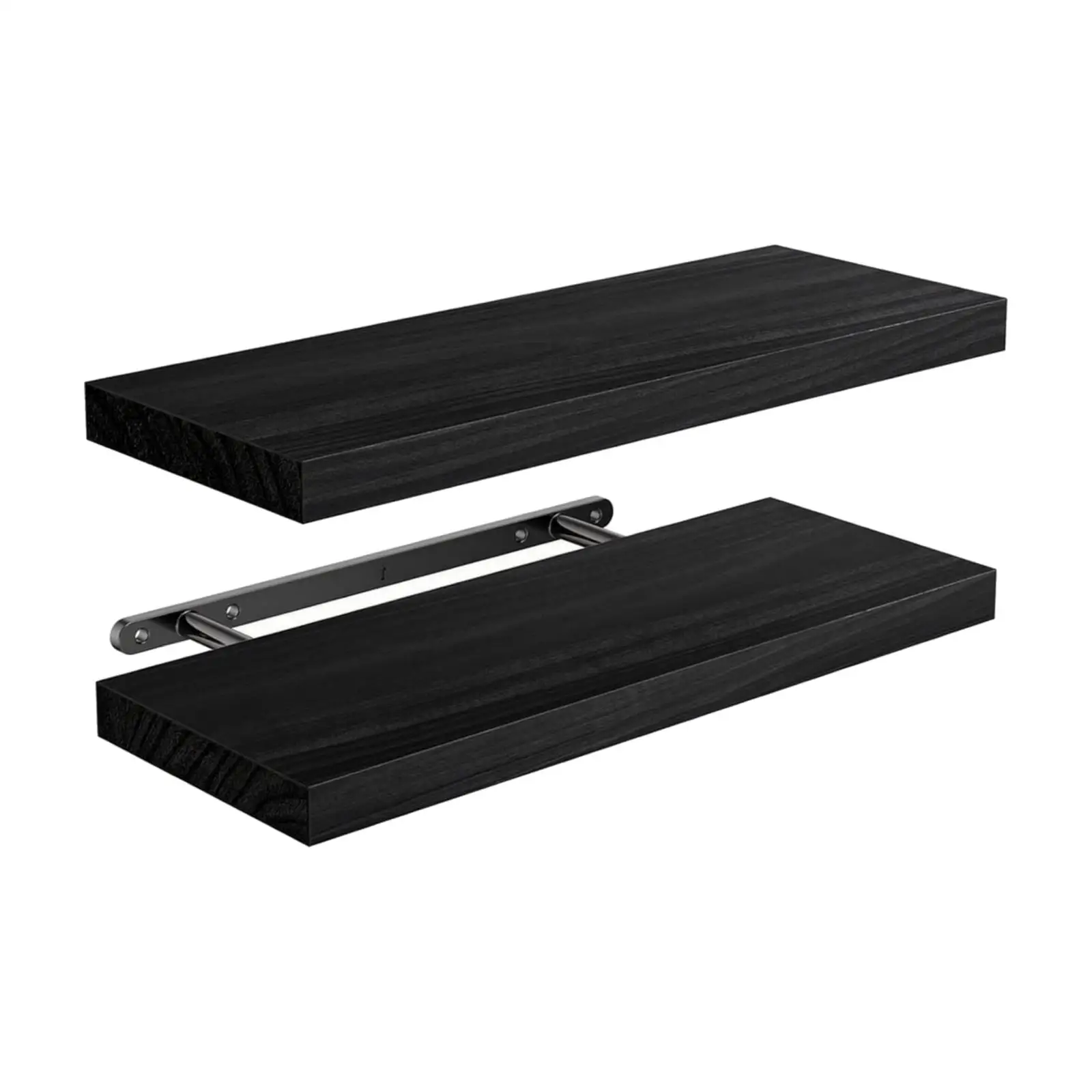 Two Tier Wall Shelf Solid Wood Floating Book Rack for Kitchen Counter Organization and Bedroom Decor