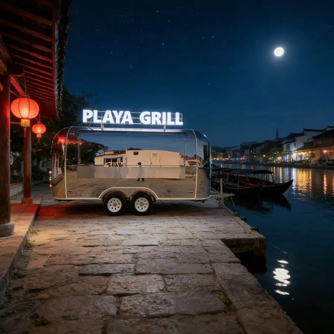 Playa Grill Style Stainless Steel Mobile Food Truck Towed Catering Trailer with Kitchen Equipment for Outdoor Events