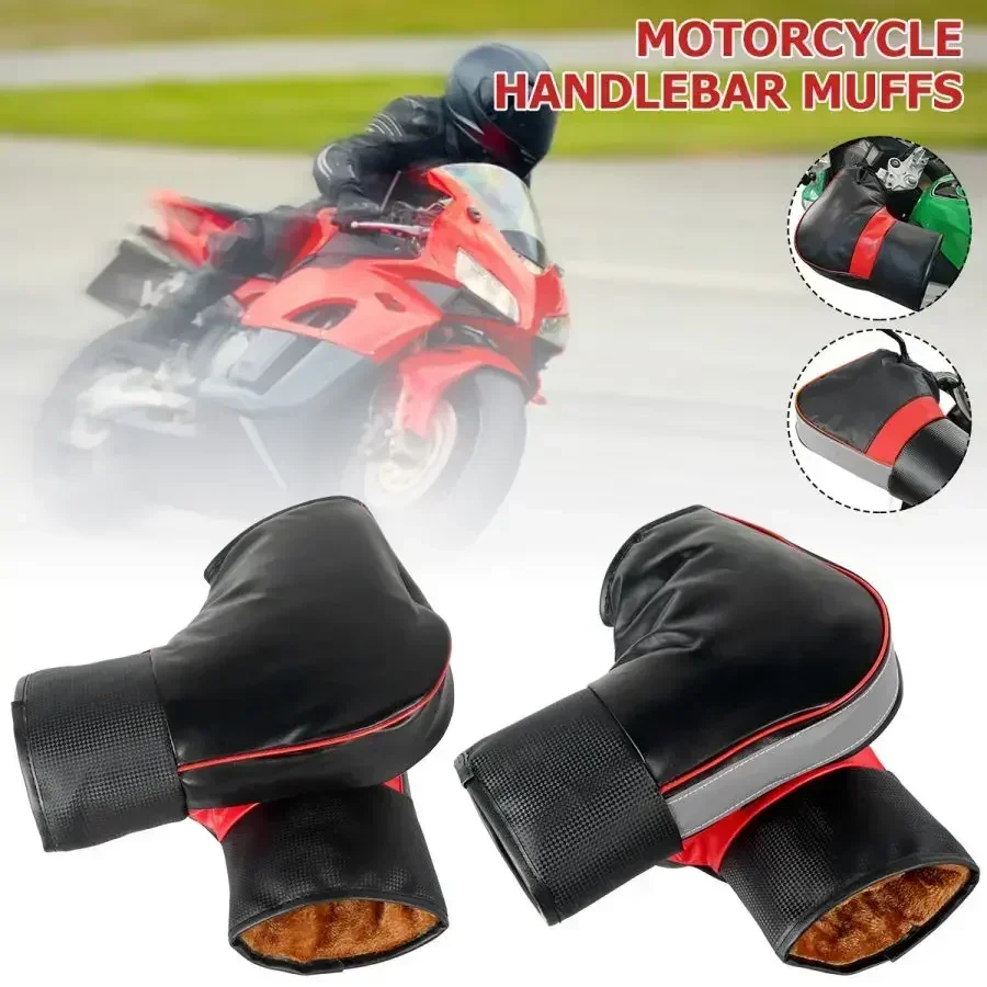 

Protective Motorcycle Handlebar Gloves Muffs Thick Warm Rainproof Winter Warmer Universal Fit Scooter Bike Guantes Windproof