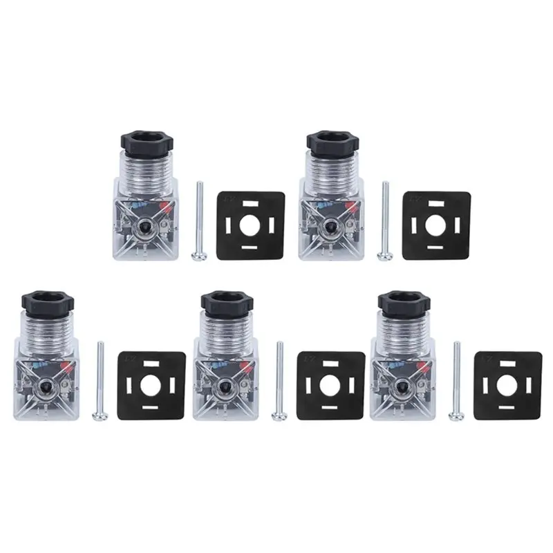 ABHU 15Pcs Solenoid Coil Plug Hydraulic Solenoid Valve Transparent Voltage Universal Accessories DC24V