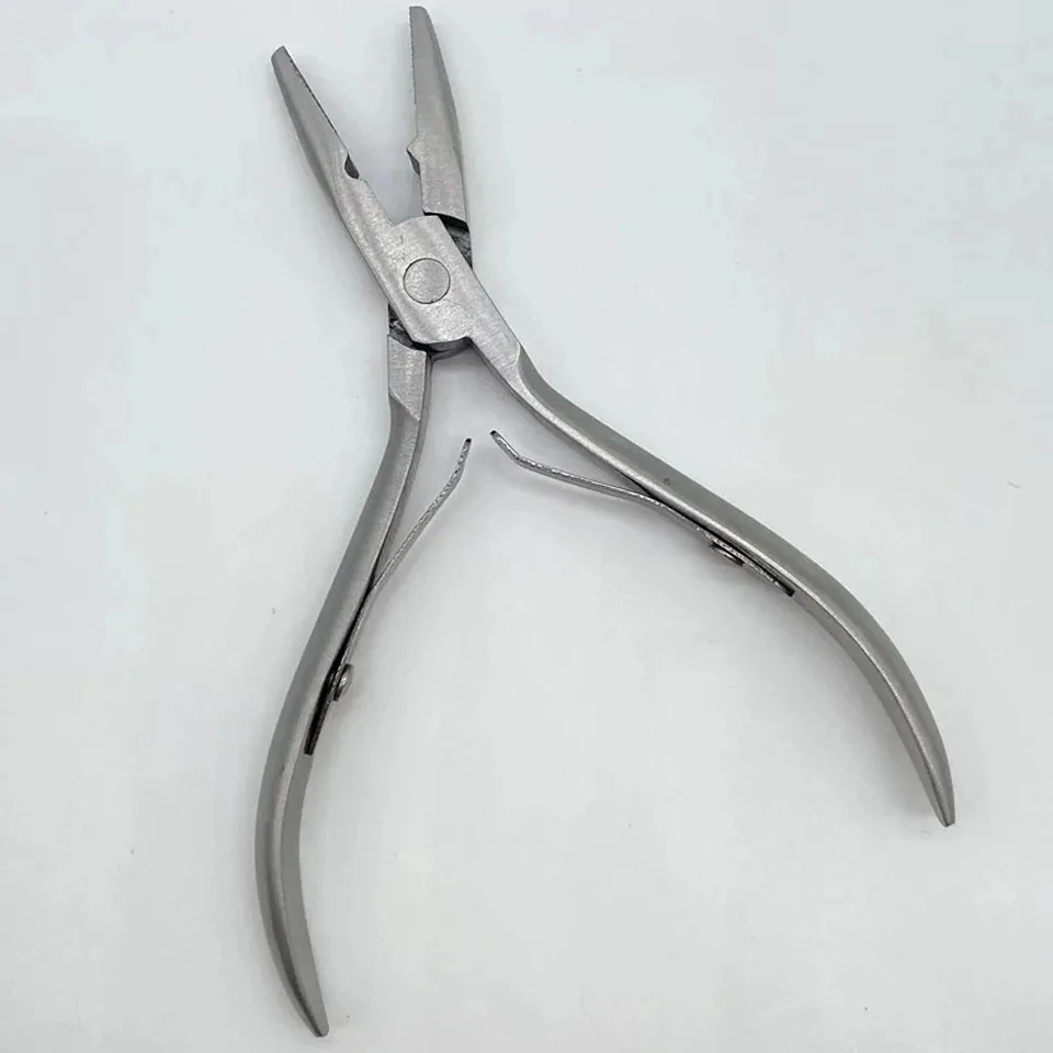 1 ST 5 inch Zilver Roestvrij Stalen Klem Haarverlenging Tang met gat Keratine Hair Extensions Ring Removal Tools