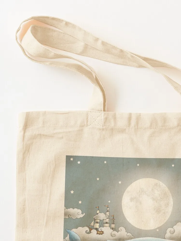 حقيبة كتف من Ocean Meets Sky Tote حقيبة كتف قماشية فاخرة للنساء حقائب بيئية حقائب تسوق قابلة للطي #3