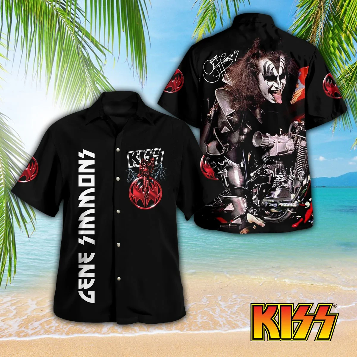 

Rock Hawaiian Shirt For Men 3D Kiss Band Print Shirts Man/Women Fashion Short Sleeve Beach Shirt Blouse Vocation Camisas Hombre