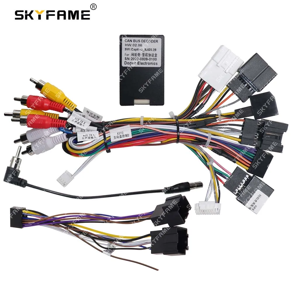 SKYFAME-Adaptador de Cablagem de Carro, Canbus Box, Decodificador, Rádio Android, Cabo de Alimentação para Chevrolet Captiva, 16Pin
