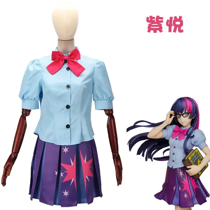 CyTwilight 스파클 코스프레 드레스 애니메이션 유니콘 공주 생일 파티 인간 의상 신발 가발 할로윈 의상 여성용 소녀용