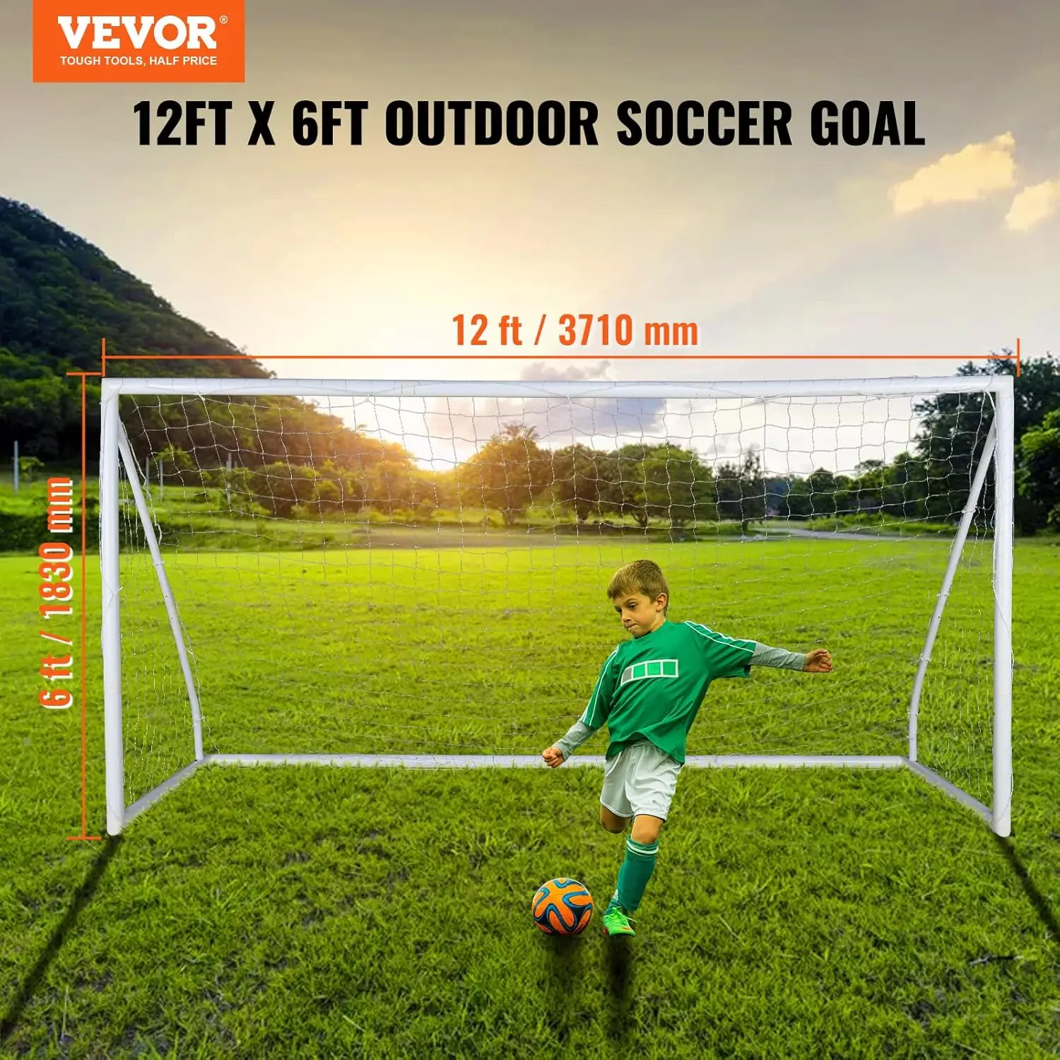 Portable Soccer Goal, 12x6 ft Soccer Net, Adults Kids Backyard Net, Large Practice Net