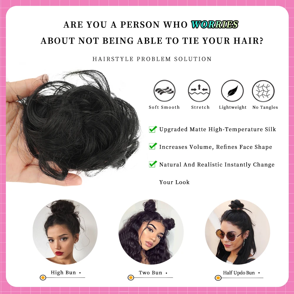 Synthetic Chignon Claw Clip Hair Buns Messy Hair Buns Hair Extensions for Women and Children