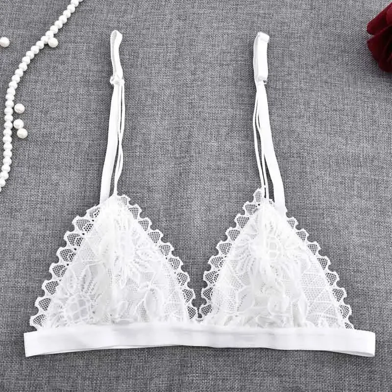 2021 Sexy Women Floral Lace Bra Wire Free Bralette Lingerie Female Seamless Unpadded Transparent Brassiere Intimates