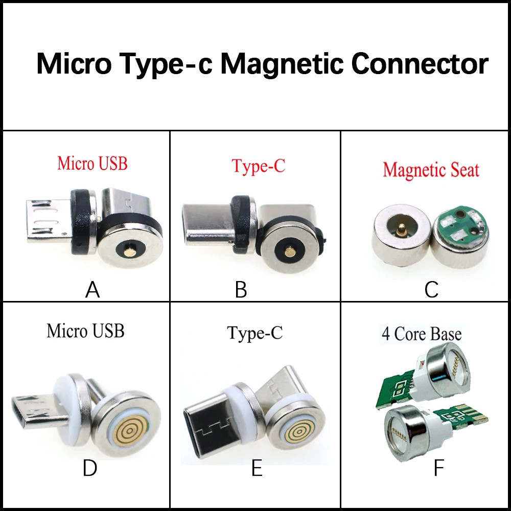 2-5PCS DC Jack Magnetic Plug Magnetic Charging Cable Adapter 7 Pin Micro USB Type C Magnetic Connector For Xiaomi Samsung Huawei