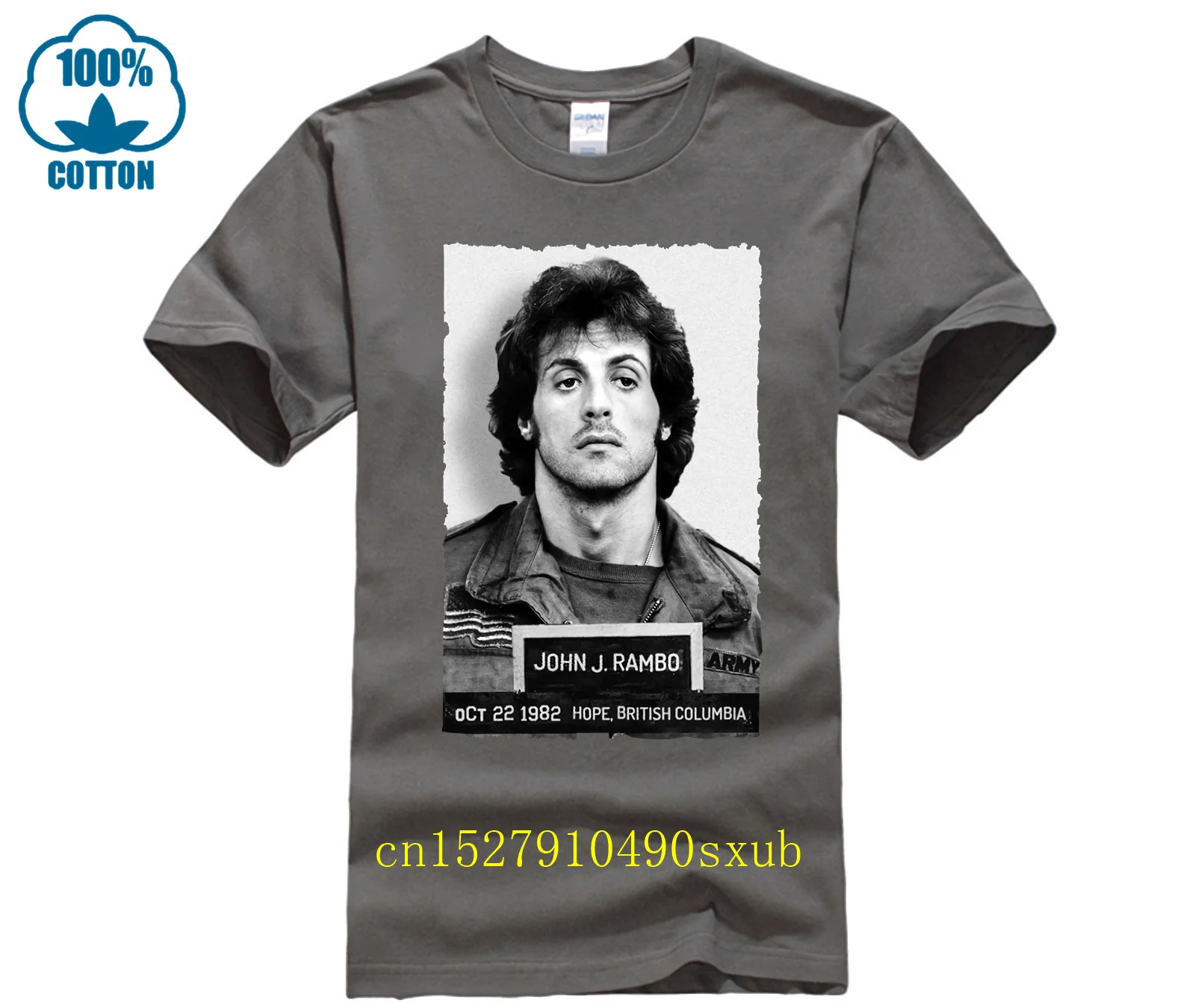 Men Printing Short Sleeve O Neck Tshirt John Rambo Mugshot Tee Summer Fashion  T-Shirt