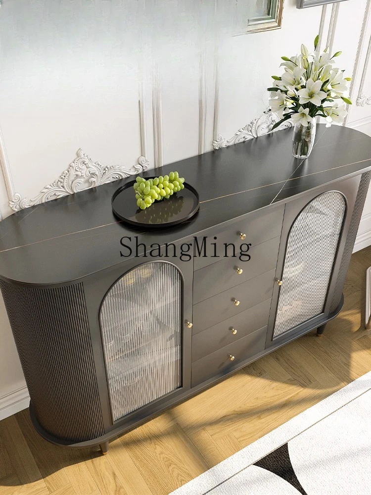 

SM cream wind solid wood dining side cabinet, living room against the wall, dining room, special storage locker for tea