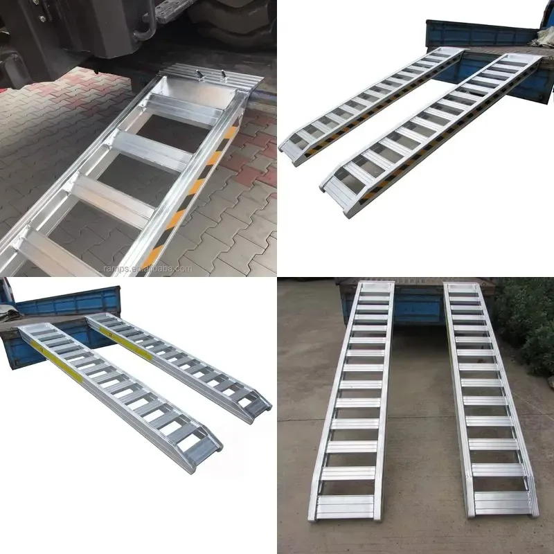 5 Ton Aluminum Motorcycle Loading Ramp with Bracket Heavy Duty Harvester Ramp