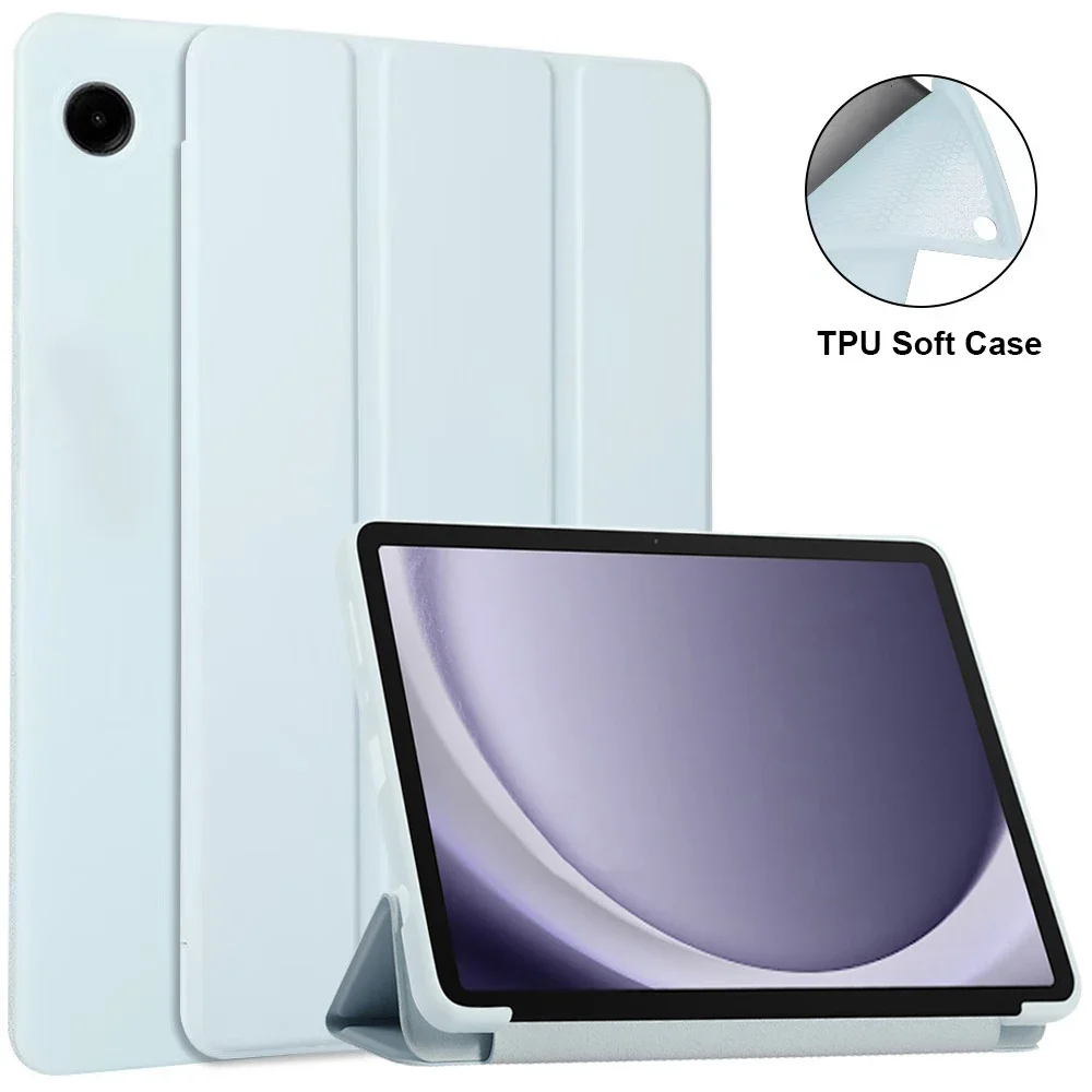 Smart Tablet Case for Samsung Galaxy Tab A11+ 2025/A9+ 11-inch 2023/A11 8.7 /A9 8.7-inch TPU Soft Triple-Fold Protective Case
