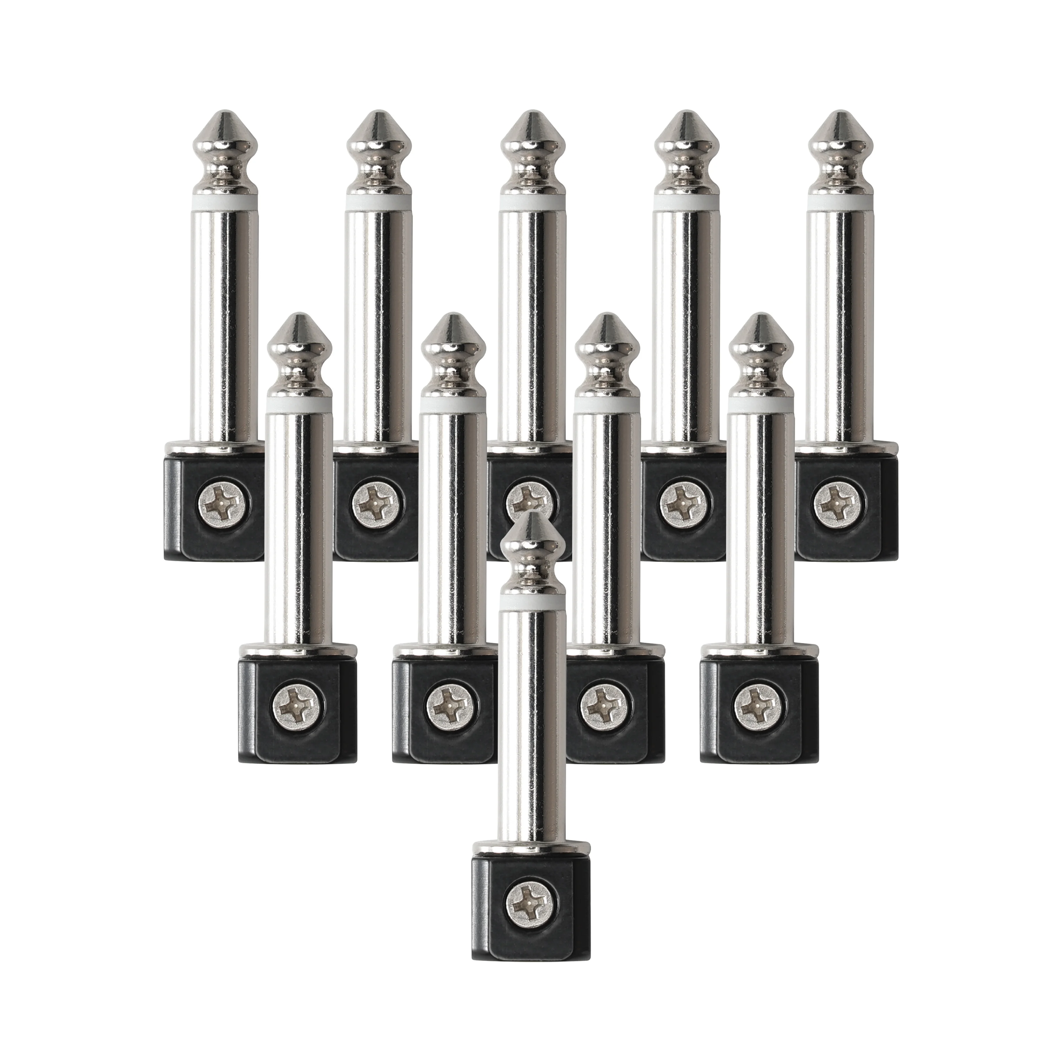 MKF 10Pcs Solderless Mini DIY 6.35mm Mono Plug, Right Angle Screw Connector Compact  Audio Jack for Effect Pedal，Fits 5mm Cable