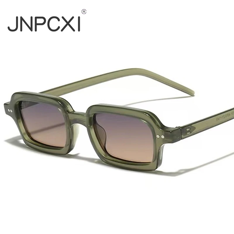 JNPCXI جديد ريترو صغير مستطيل هلام نظارات شمسية ملونة النساء ظلال UV400 موضة المسامير الرجال فاسق التدرج نظارات شمسية #1