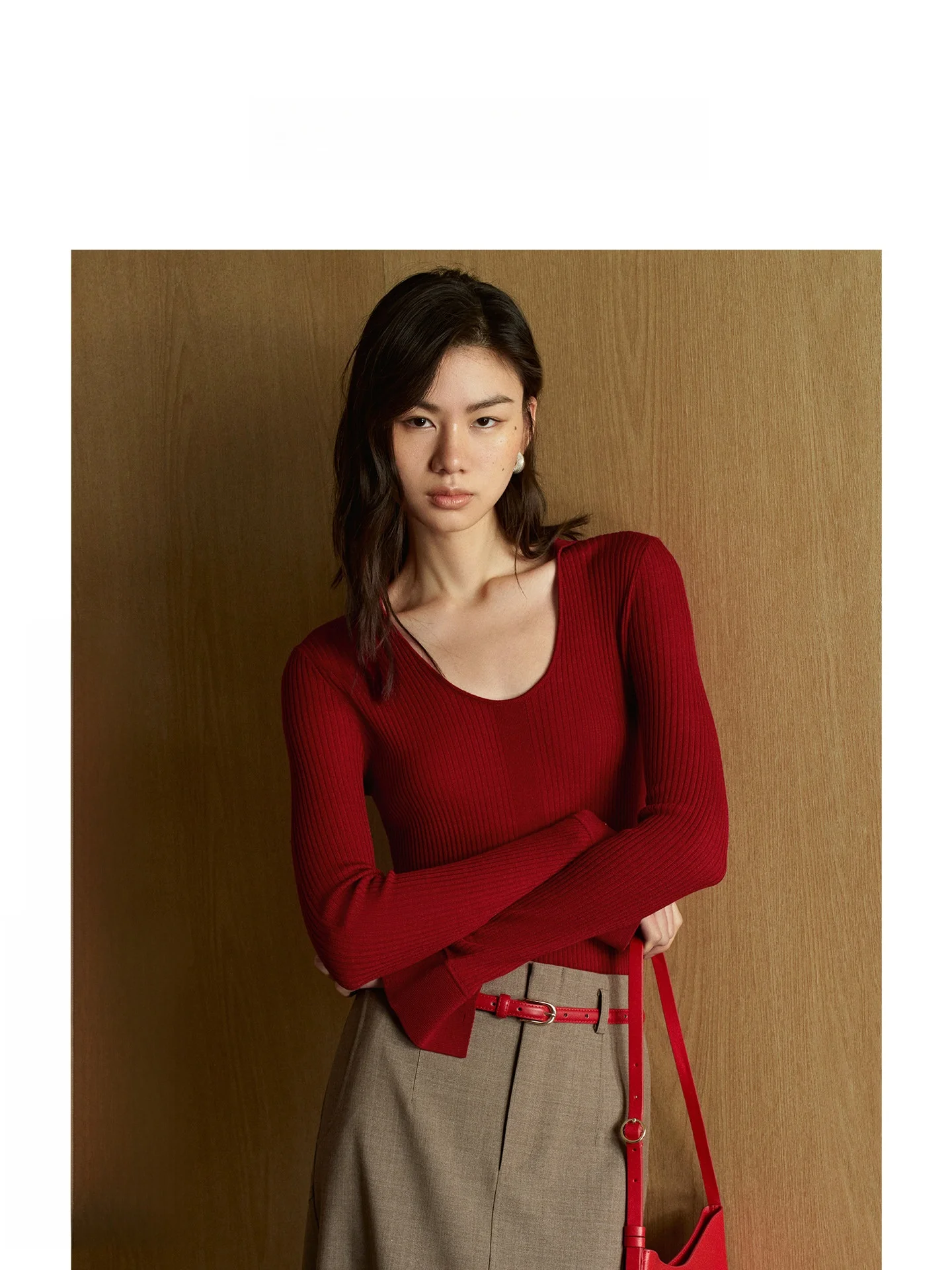 

Элегантная облегающая кашемировая вязаная базовая кофта ZhiZhi: Новинка весенней коллекции, мягкая, теплая, с длинным рукавом, в полоску, повседневный стиль для женщин