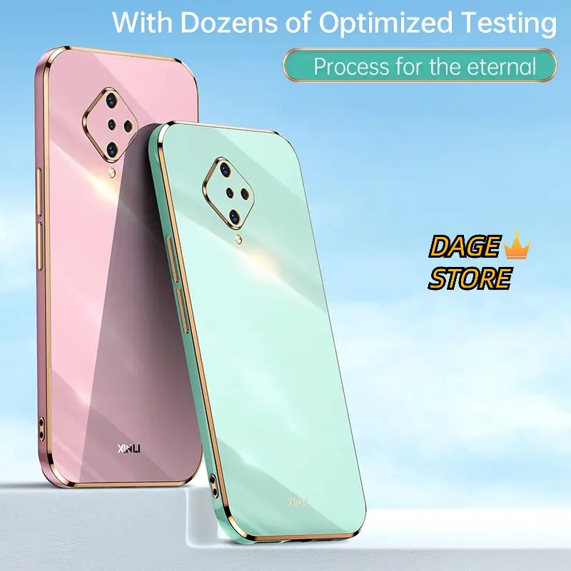 Чехол для Vivo S1 Pro Y9s V17 X50 Lite, однотонный, с прямыми краями, мягкий чехол с гальваническим покрытием