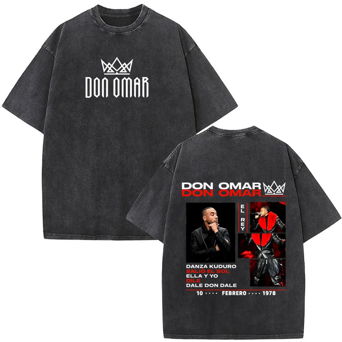 Rapper Don Omar The Last King Tour 2026 Print Vintage Washed T-shirts Men Women Fashion Short-sleeved Casual Cotton T-shirts