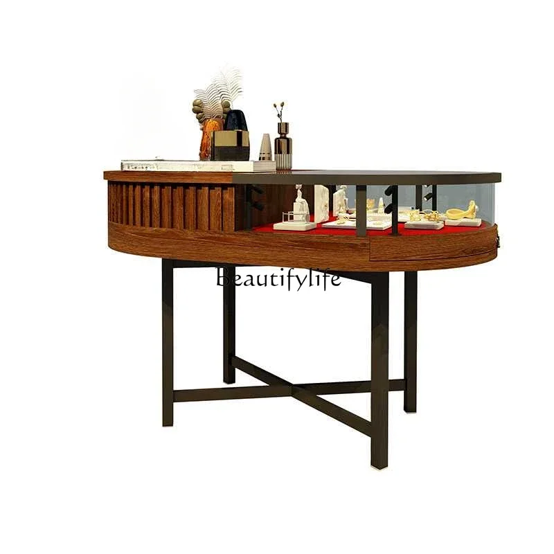 

13Beauty oval retro glass display booth clothing store Nakajima jewelry display cabinet