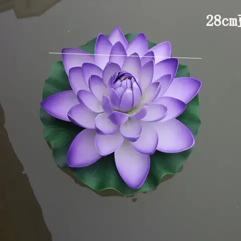 Large Floating Artificial Lotus Flowers for Ponds - 28cm Realistic Water Lily Pads Decor in White, Pink, Blue, Yellow Colors