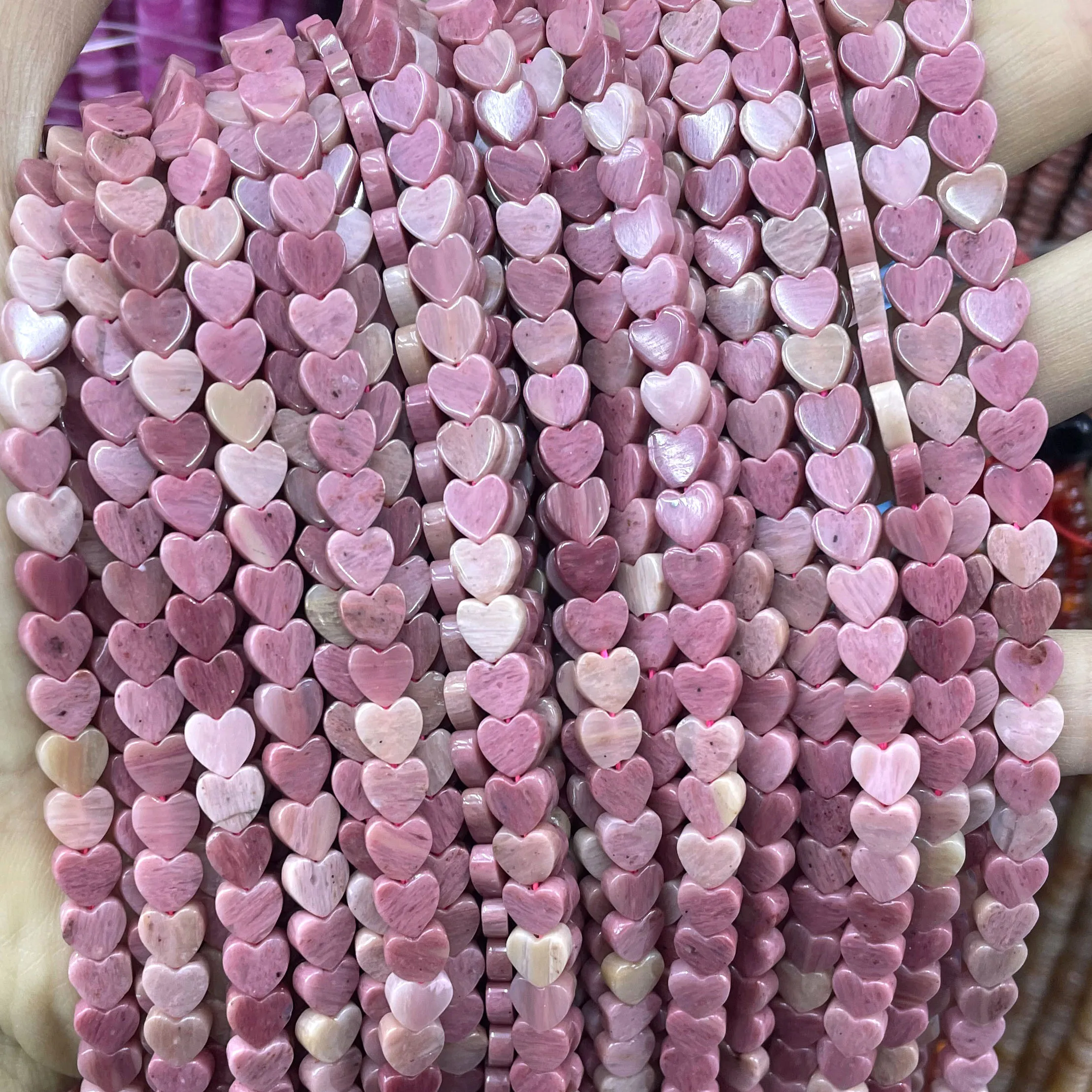 6MM Natural Heart Shape Red Rhodochrosite Loose Spacer Beads For Jewelry Making DIY Bracelet Earrings Necklace Accessories 7.5\'